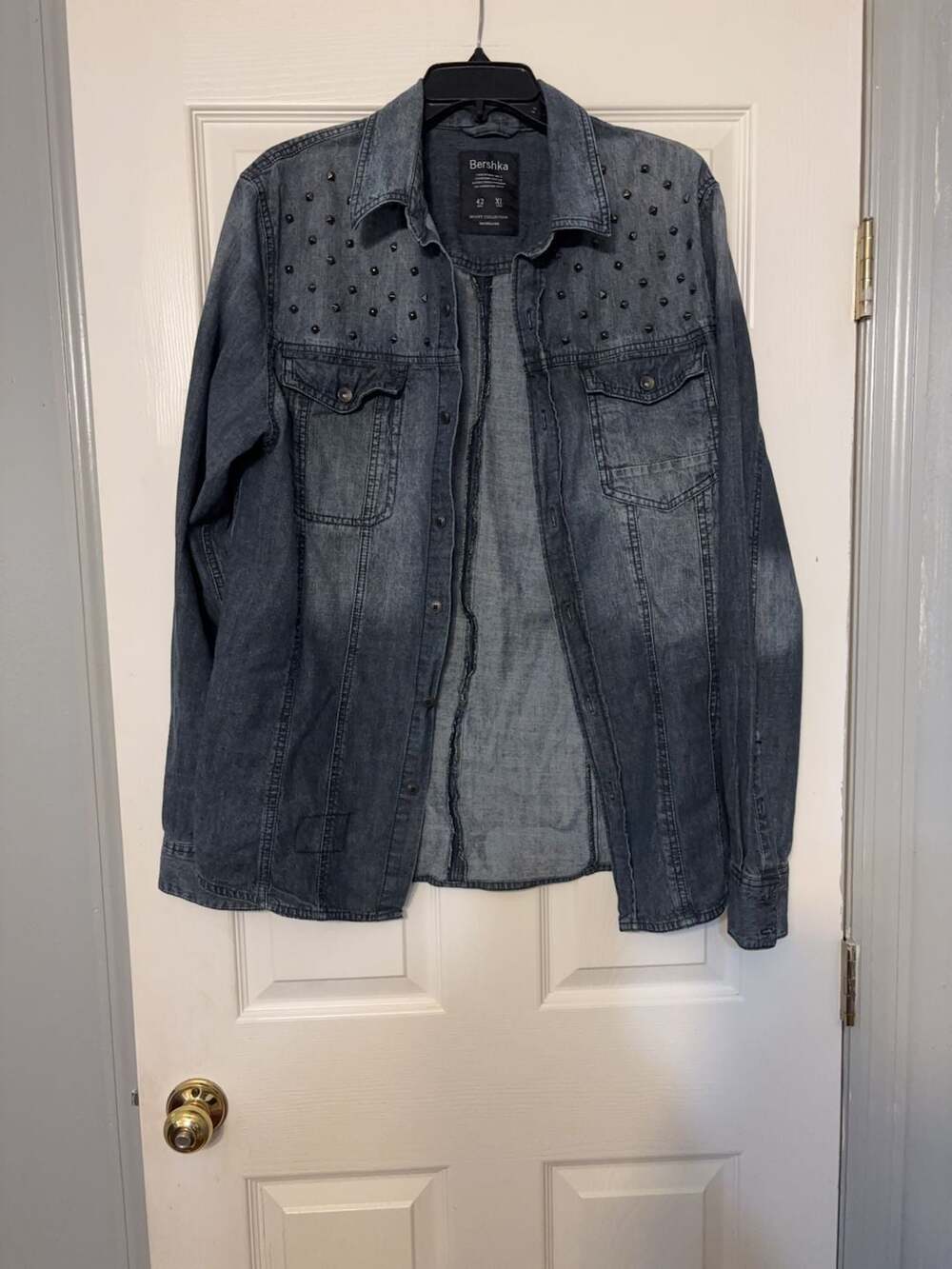 Bershka Night Collection Studded Denim Shirt XL